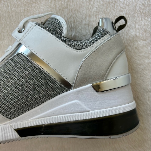 Michael Kors Tan and Silver Georgie Leather and Glitter Chain-Mesh Trainer - Picture 5 of 10